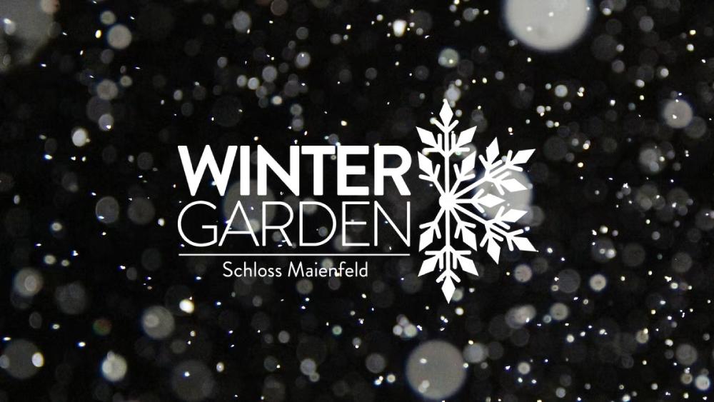 schneeflocken und das Logo vom Wintergarden im Schloss Maienfeld