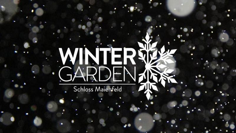 schneeflocken und das Logo vom Wintergarden im Schloss Maienfeld